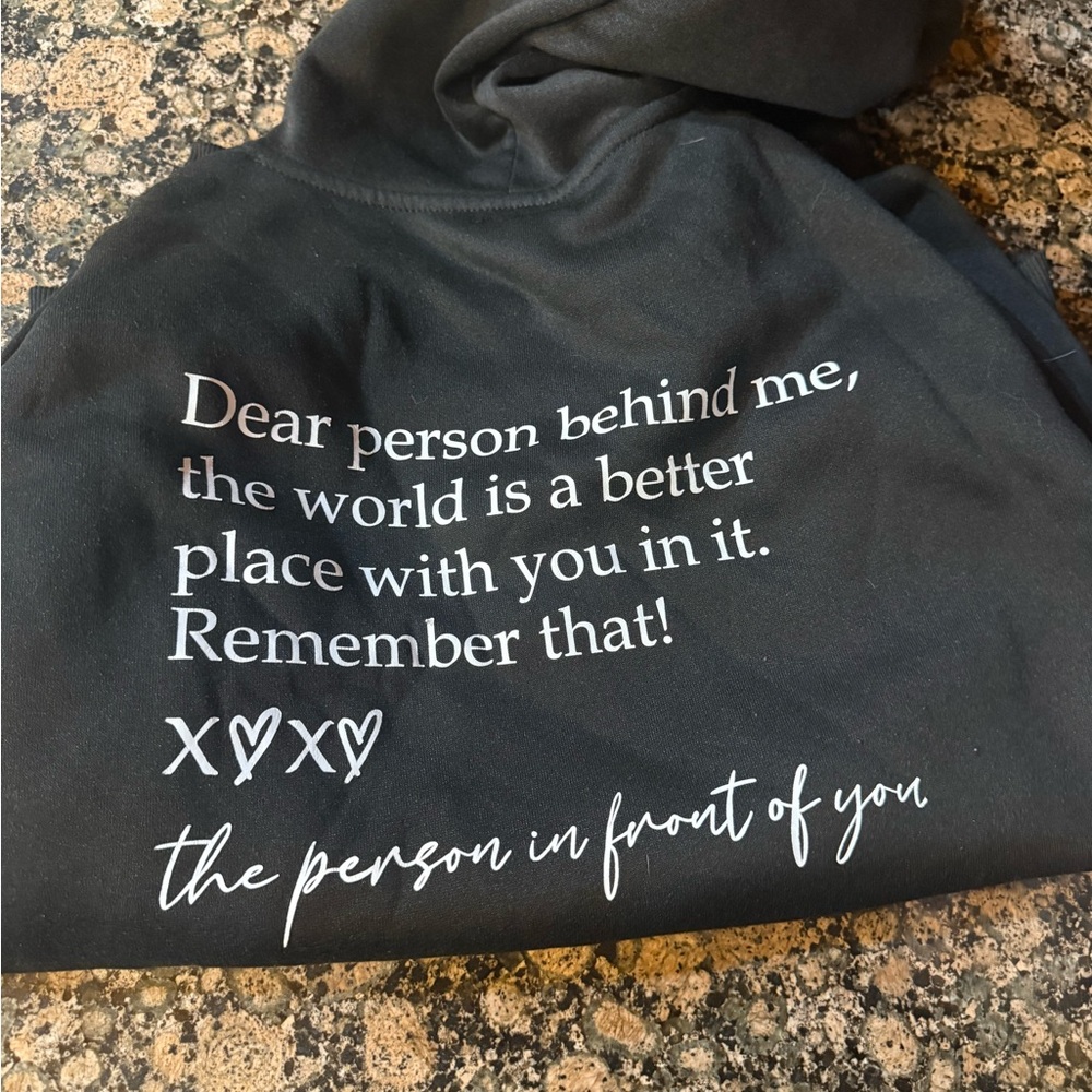 Inspirational Black Hoodie with White Text